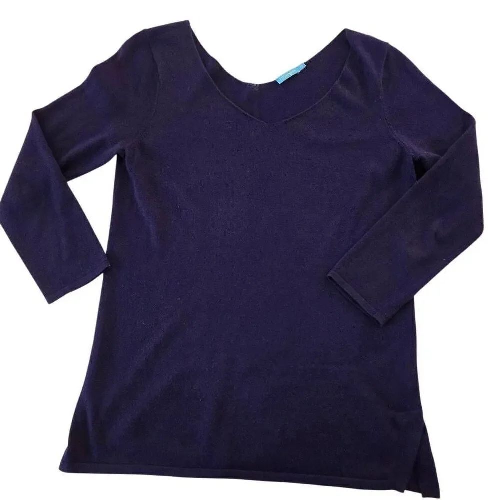 J. McLaughlin Womens Cotton Blend Pullover Sweater Navy Blue Size XS